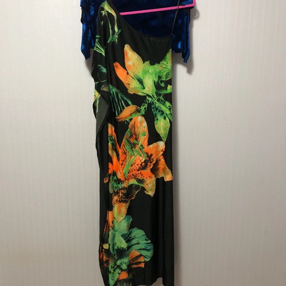 Floral One Shoulder Maxi Dress by Miss Morena